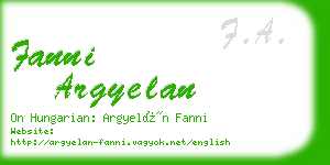 fanni argyelan business card